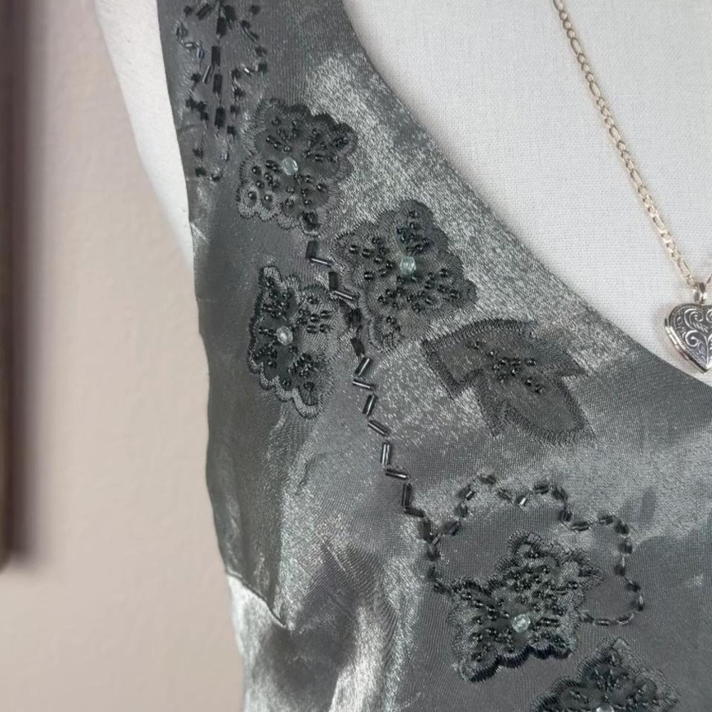 Y2K vintage sage green metallic maxi dress - Picture 7 of 7